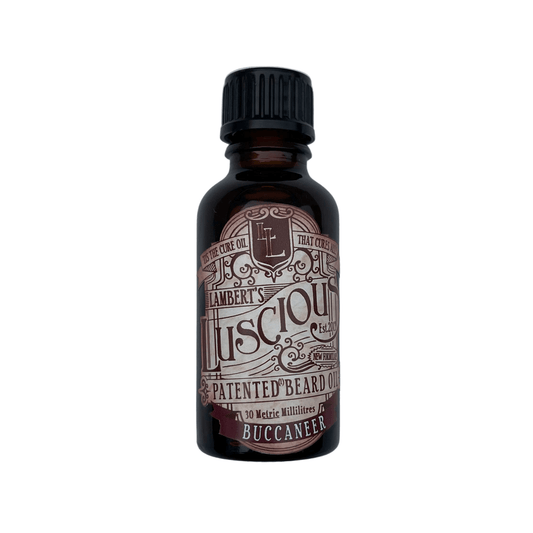 Small bottle of beard oil from Lamberts Luscious.