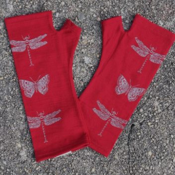 Merino Wool Gloves - Red Dragonfly and made in New Zealand by Kate Watts. Just beautiful