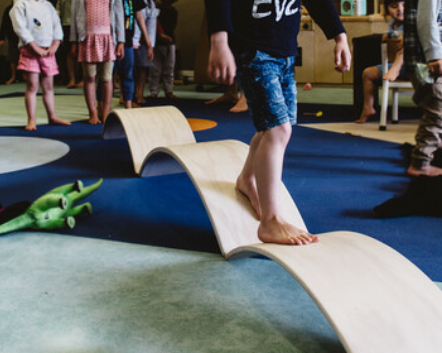 Middle Earth rockit balance board. Made in New Zealand with children walking on it.