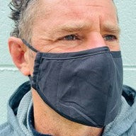 Man wearing plain black face mask.