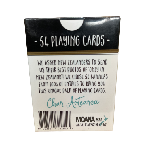 Pack of playing cards featuring scenes only found in New Zealand.