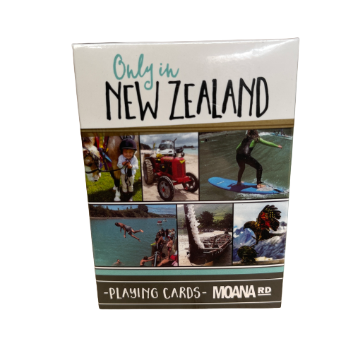 Pack of playing cards featuring scenes only found in New Zealand.