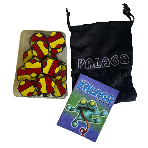 Palago tile game with instruction book and storage bag.