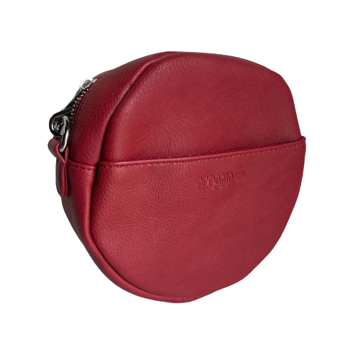 Red circular handbag by Moana Rd.