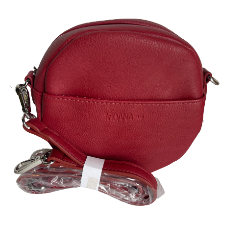 Red circular handbag by Moana Rd.