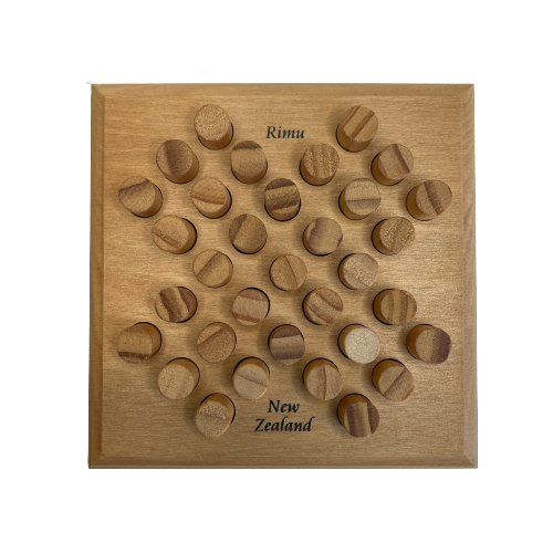 Wooden Solitaire peg puzzle. Hand made in New Zealand from beautiful New Zealand timber.
