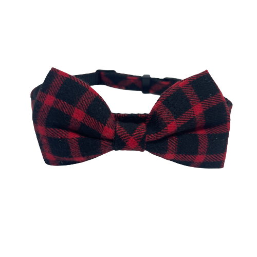 Red & Black check bowtie dog collar.
