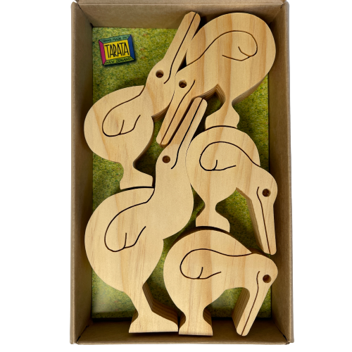 Box with natural wooden kiwis in.