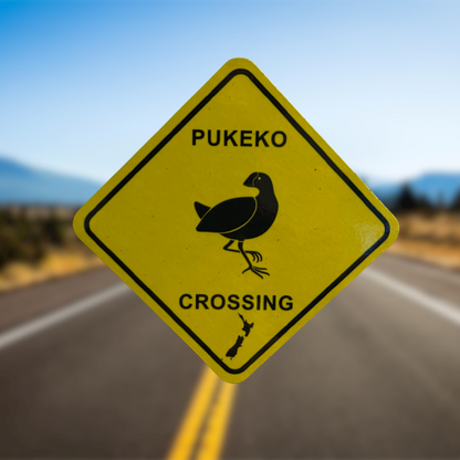 Pukeko Crossing road sign magnet.