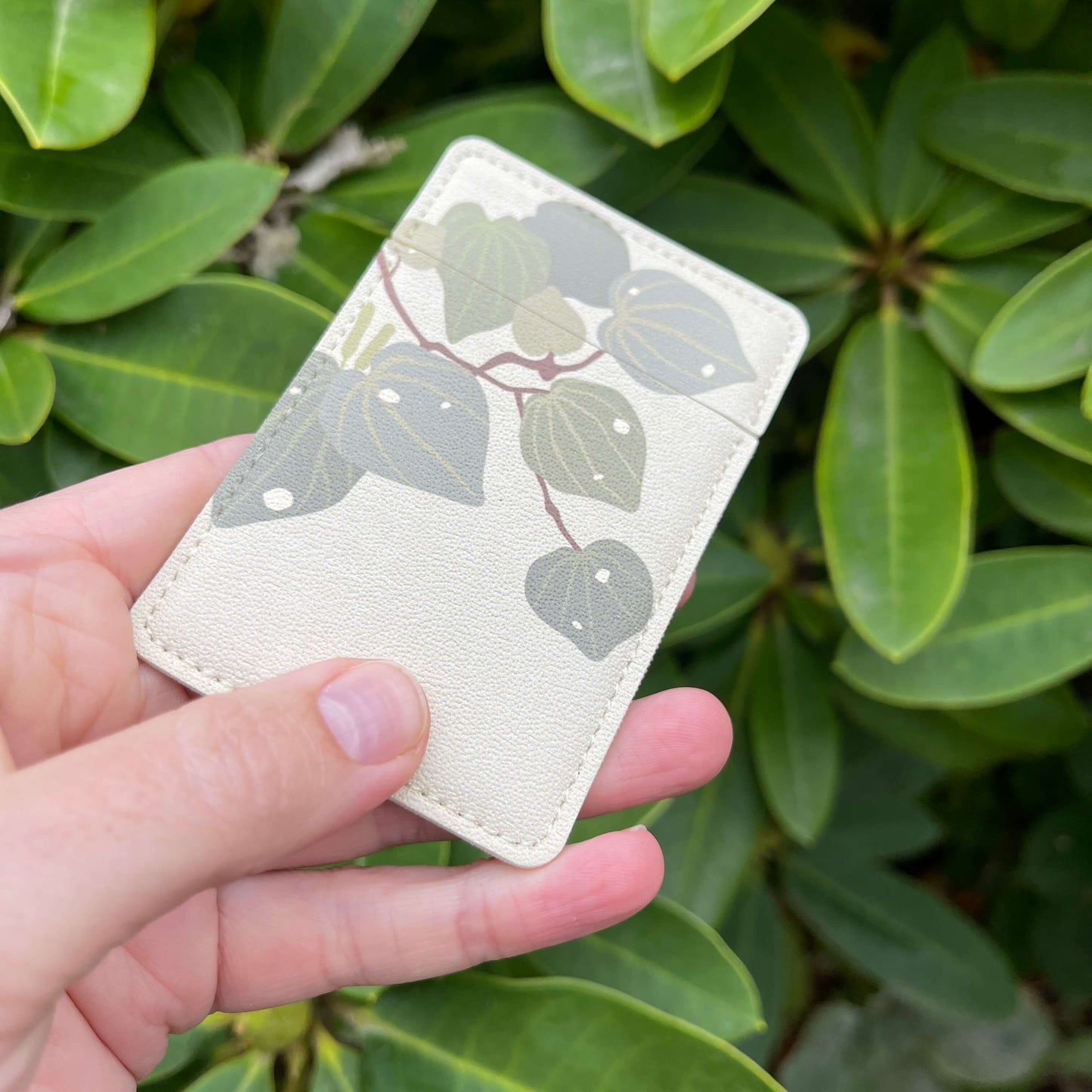 Pocket Mirror - Raw Kawakawa Flower print in lovely light green