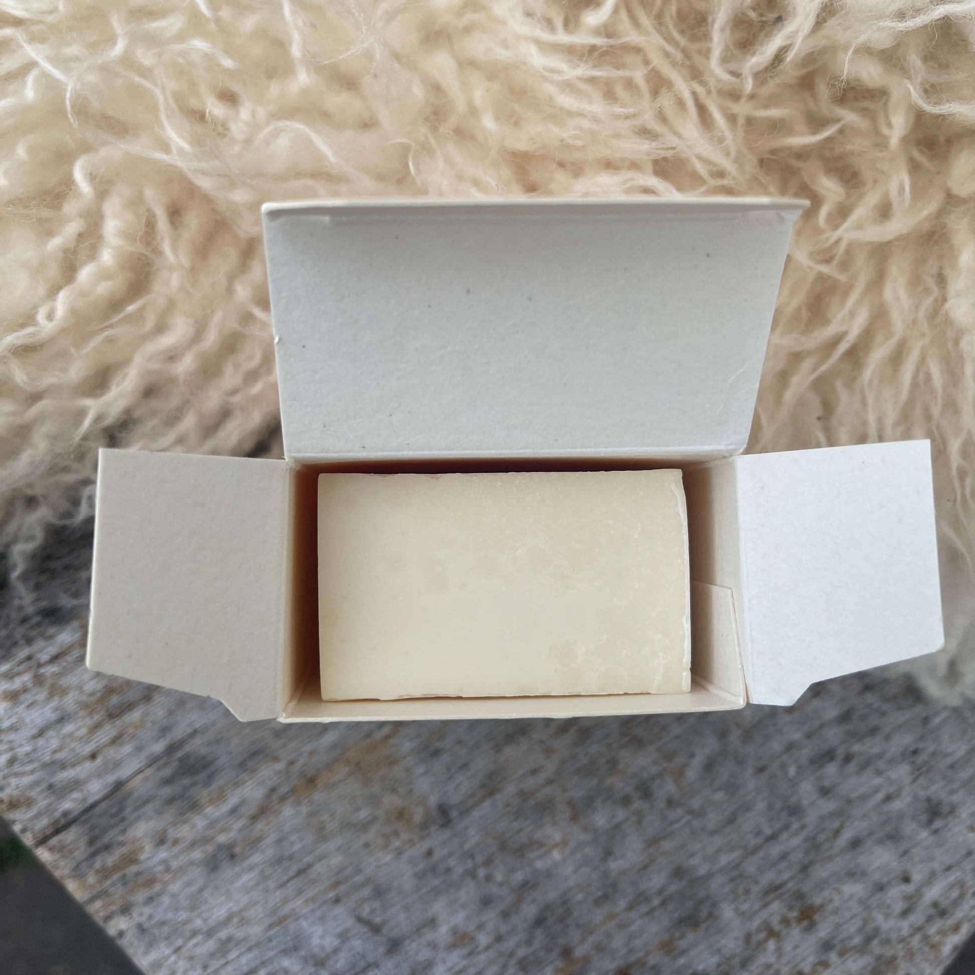 birds eye view of soap in a box