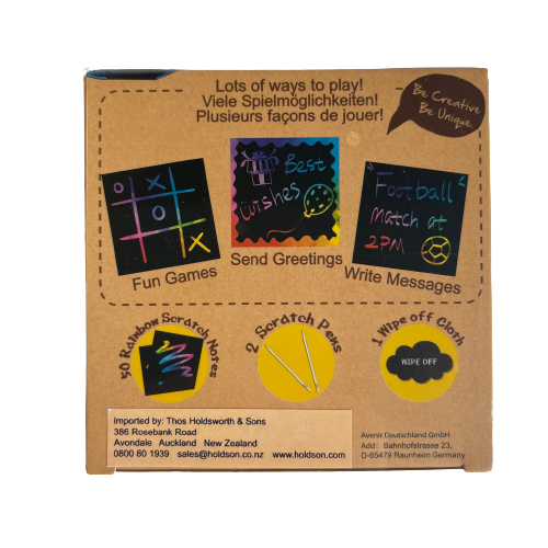 Black note pad with scratch tool to etch out a message with rainbow underneath.