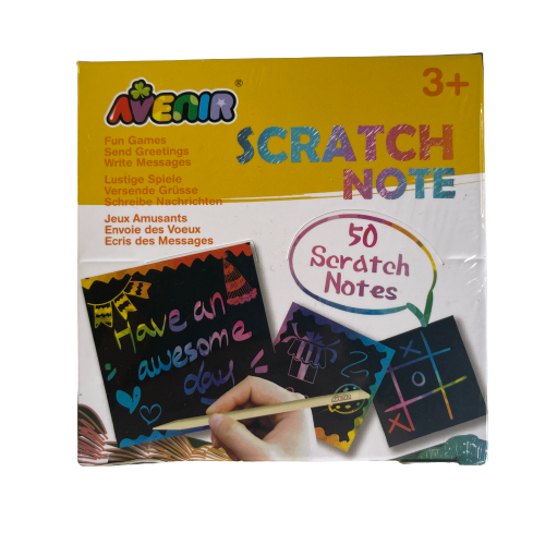 Black note pad with scratch tool to etch out a message with rainbow underneath.