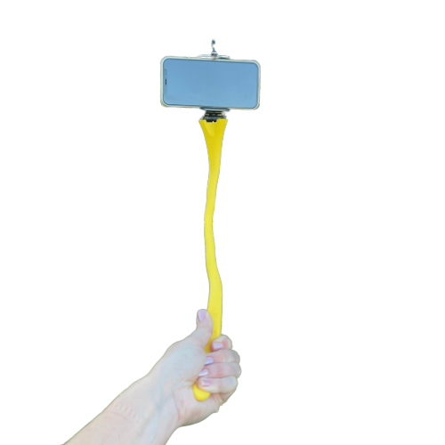 Bright yellow flexi selfie stick.