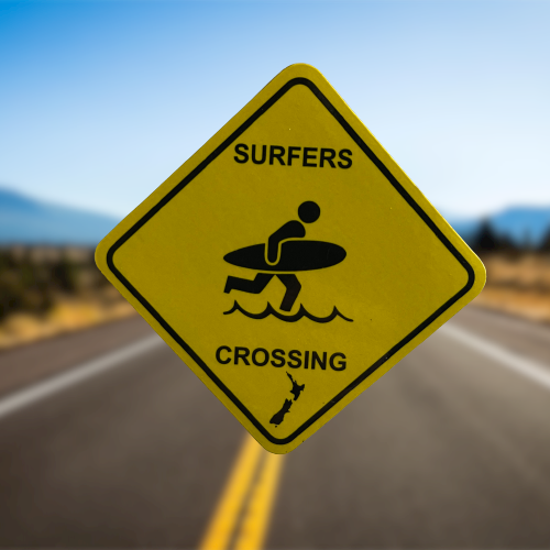 Surfers Crossing road sign magnet.