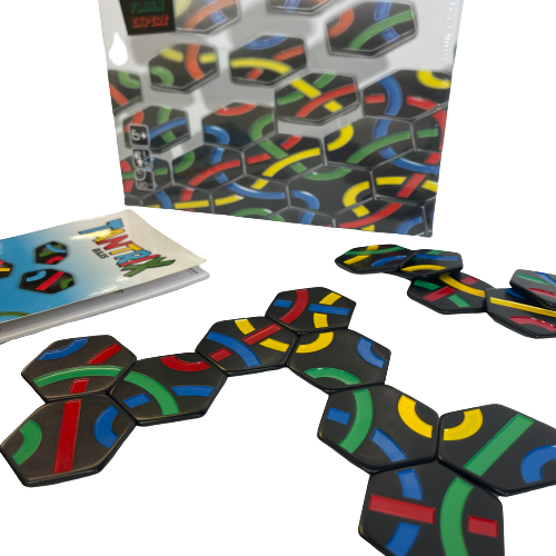 Close up of Tantrix connected game in a box.