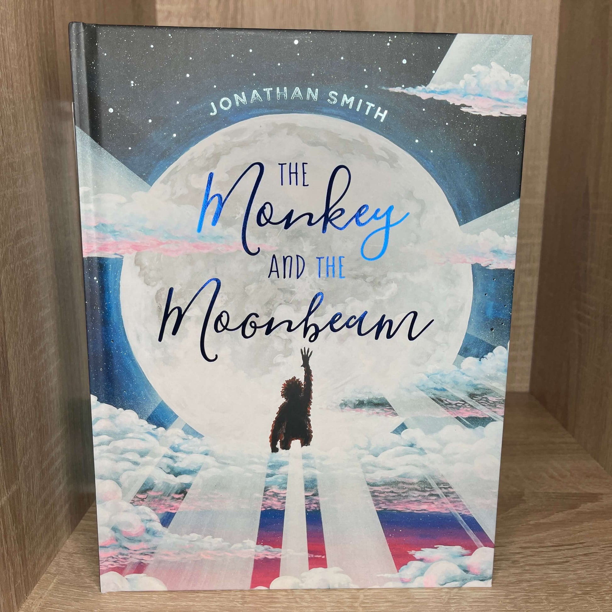 Cover for childrens book The Monkey and the Moonbeam.