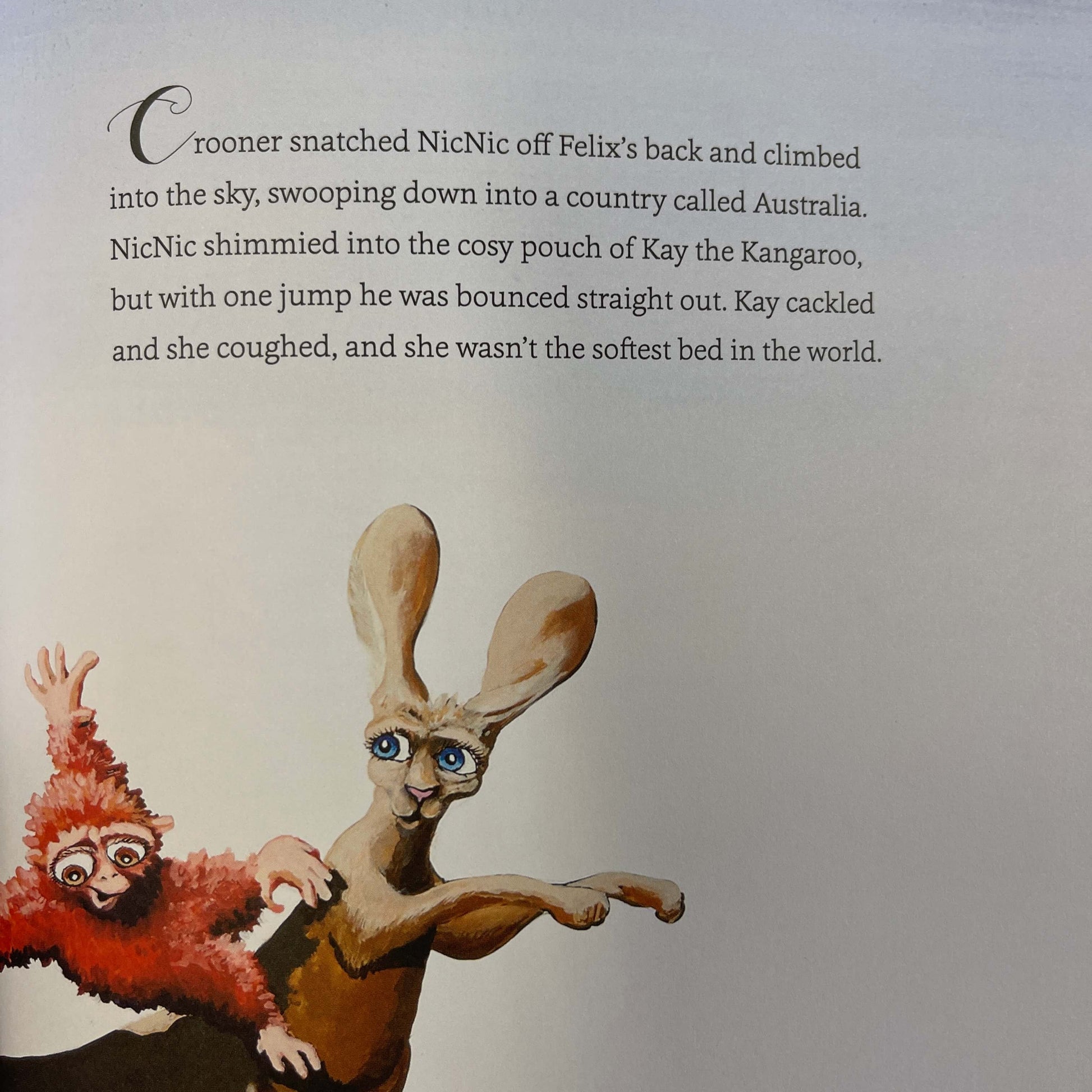 Page from childrens book The Monkey and the Moonbeam.