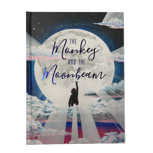 Cover from childrens book The Monkey and the Moonbeam.