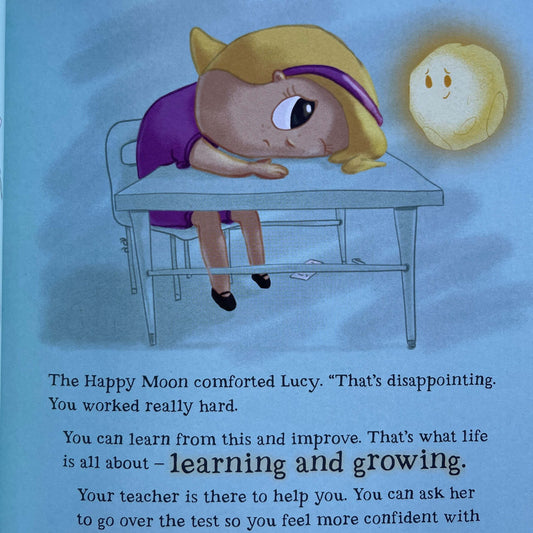 Page from Childrens book There's a Happy Moon in my Side by Richard Black.