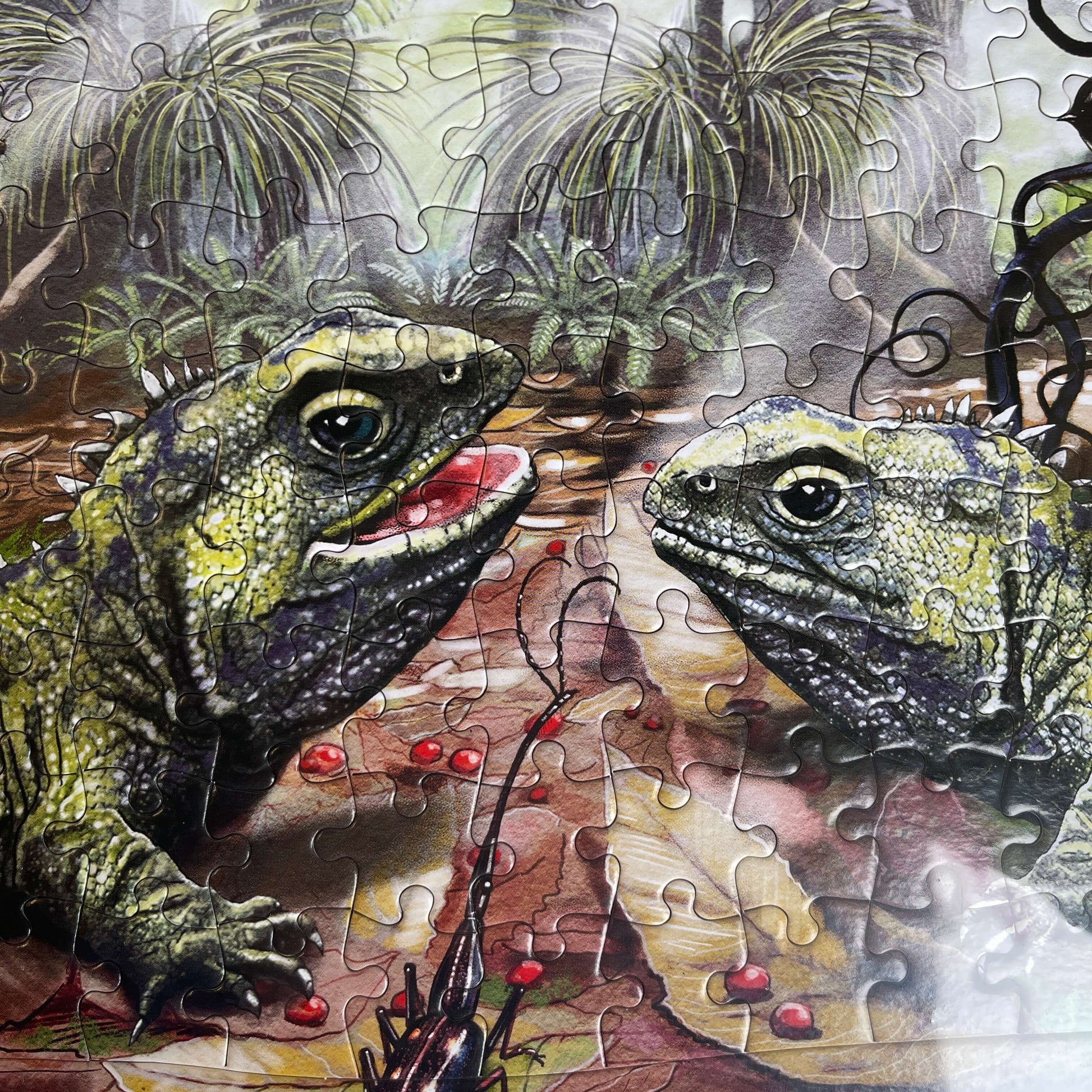 Jigsaw puzzle featuring two Tuatara lizards.