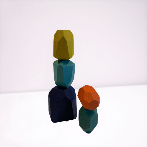 5 piece coloured wooden gems.