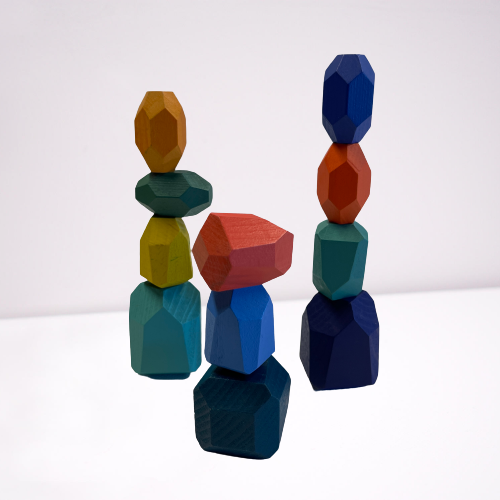 11 piece coloured wooden gems.