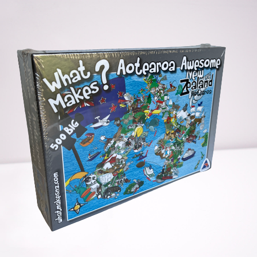 Jigsaw puzzle with artwork featuring Aotearoa.