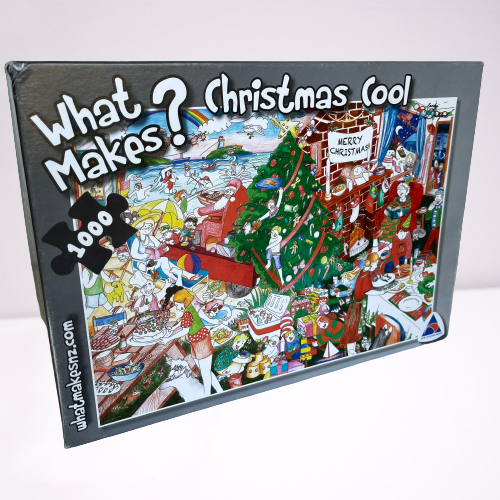 Jigsaw puzzle with artwork featuring a Christmas scene..