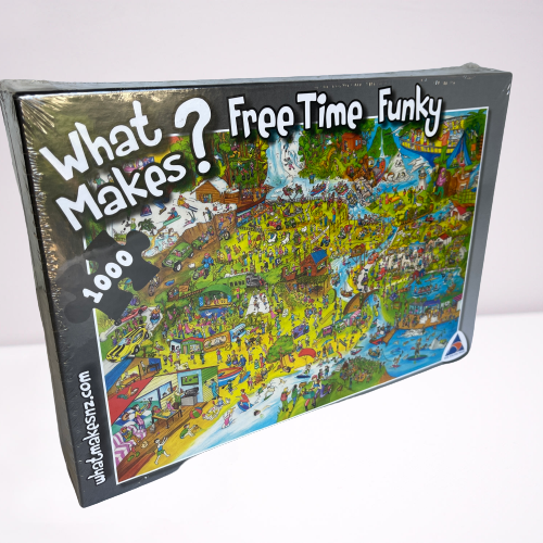 Jigsaw puzzle with artwork featuring a outdoor activities around New Zealand.