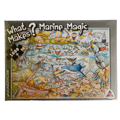 Jigsaw puzzle with artwork featuring an underwater sea scene.