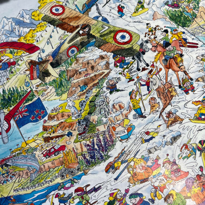 Close up of a Jigsaw puzzle with artwork featuring Queenstown & Wanaka.