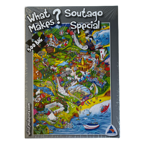 Jigsaw puzzle with artwork featuring the South Otago region of New Zealand.