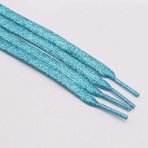 Teal Blue metallic shoelaces.