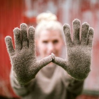 Brown wool gloves.