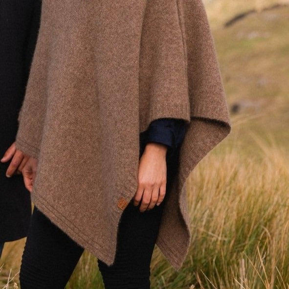 Brown wool poncho.