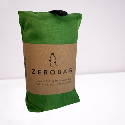 Green tote bag folded up.