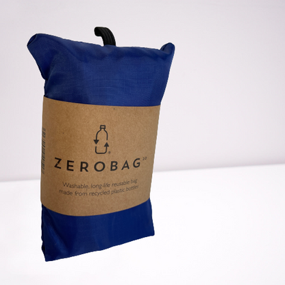 Blue tote bag folded up.