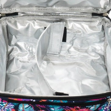 Inside of cooler bag, showing the main compartment.