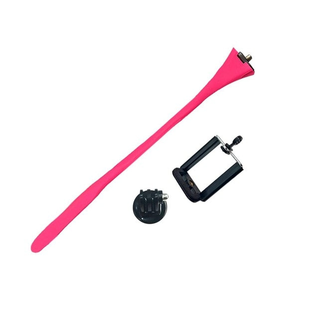 Bright pink flexi selfie stick.