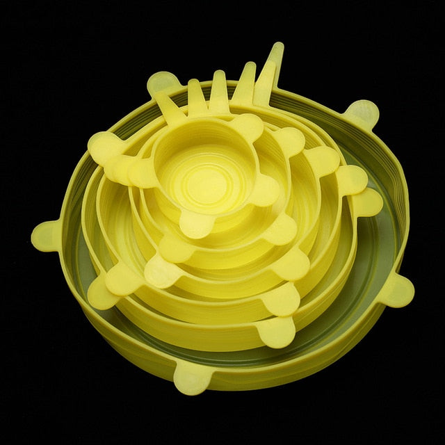 Silicone Stretch Lids set of 6 in yellow.